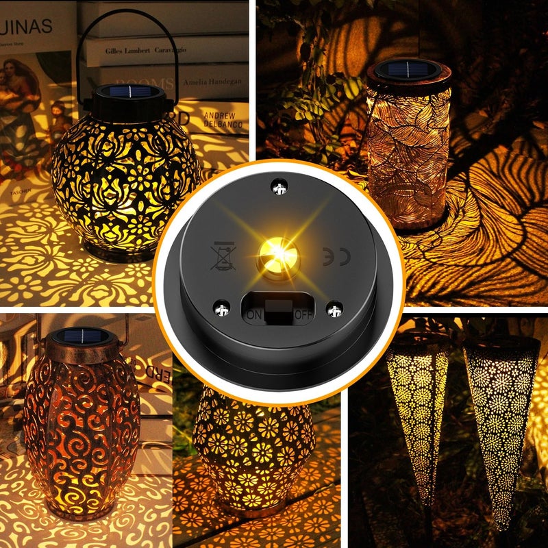 X-PREK 4 Pack Replacement Solar Light Parts(Top Size 2.76 inches, Bottom Size 2.36 inches),7 Lumens Warm White LED Waterproof Solar Light Replacement Top Kit for Outdoor DIY Hanging Lanterns - Image 5